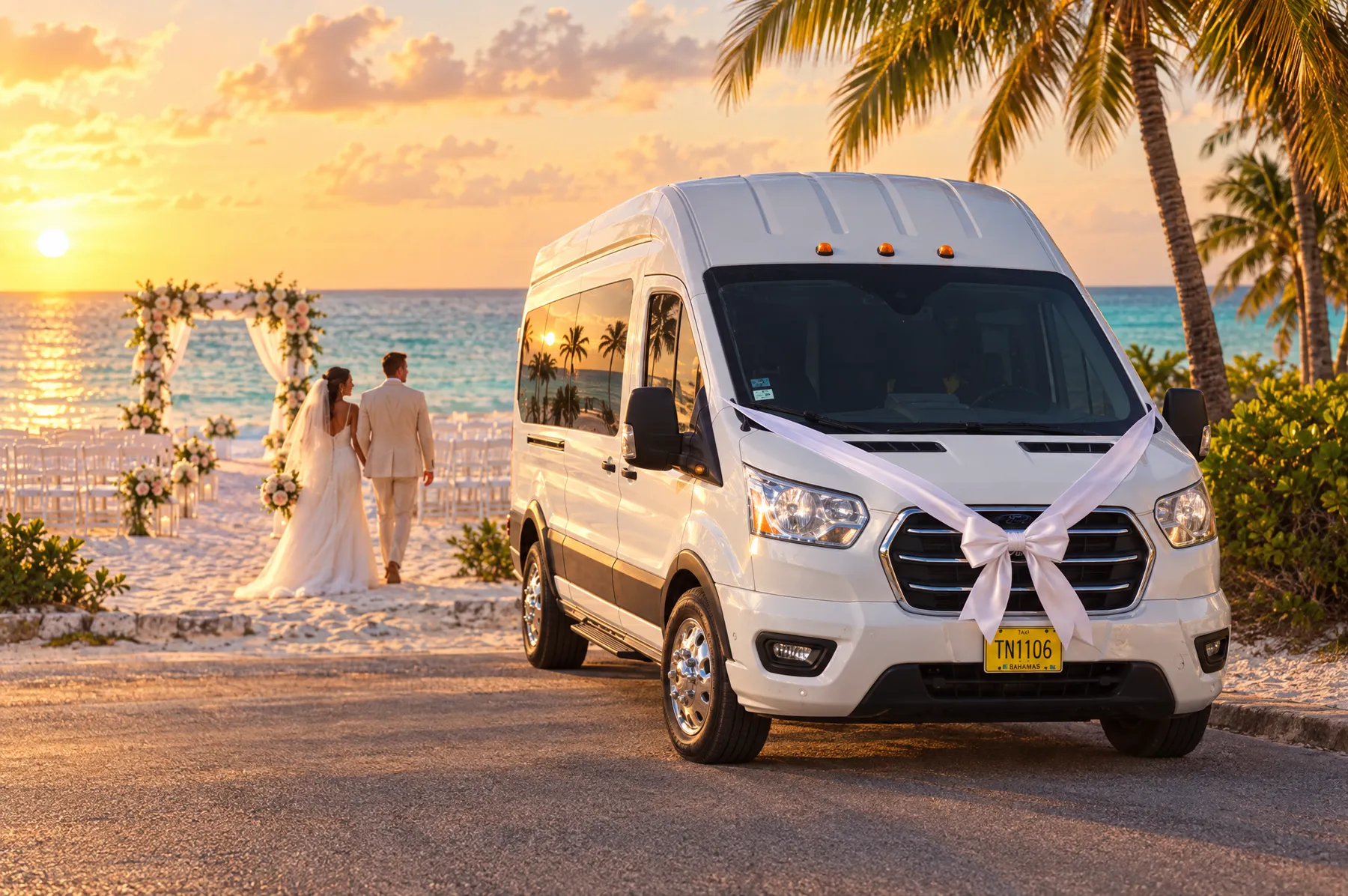 Van at a Cable Beach wedding